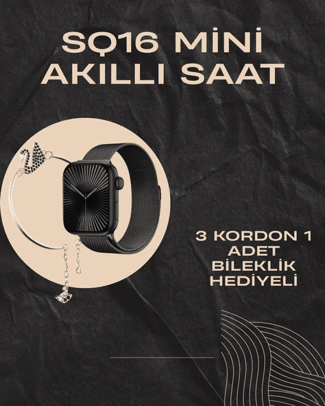 SQ-16 Mini Series 10 Akıllı Saat | Şık Ve Hafif Tasarım, 3 Kordon Seçeneği ürün görseli 1