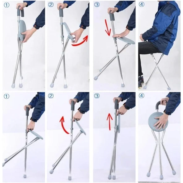 Katlanabilir Baston Sandalye - Oturaklı - 88 cm - Resim 5