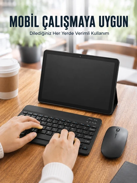 Bluetooth Klavyeli Android Tablet Seti Sım Kart Destekli Kablosuz Mouse Ve Mobil Çalışma Deneyimi ürün görseli 1