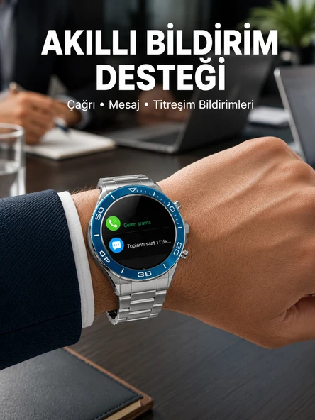 Akıllı Saat Çelik Kordonlu Amoled Ekran Android Ve İos Uyumlu Çağrı Cevaplayabilen Yeni Nesil ürün görseli 1