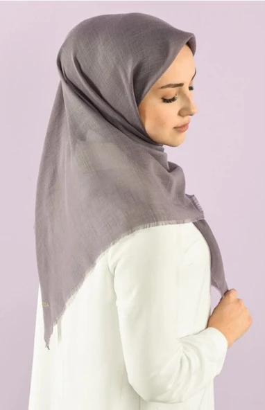 Mivone Pamuku Flamlı Eşarp 100x100 - GRİ ürün görseli 1