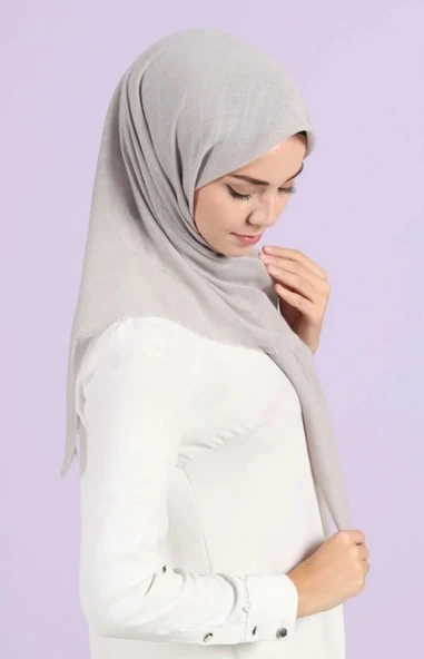 Mivone Pamuku Flamlı Eşarp 100x100 - AÇIK GRİ ürün görseli 1
