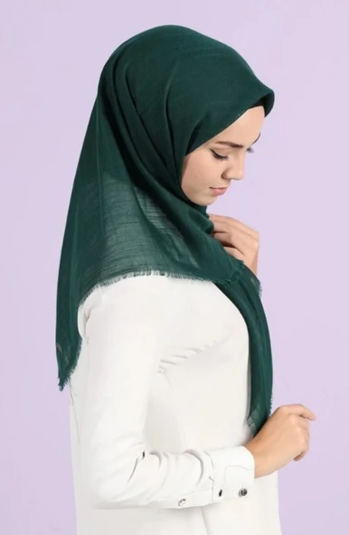 Mivone Pamuku Flamlı Eşarp 100x100 - ZÜMRÜT YEŞİL ürün görseli 1