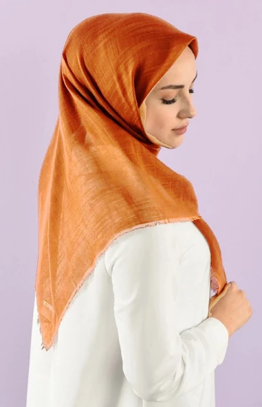 Mivone Pamuku Flamlı Eşarp 100x100 - AÇIK KİREMİT ürün görseli 1