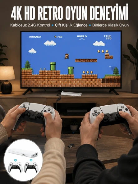 3d Çift Oyun Kollu 4k Hd Ekran Nostaljik 20.000 Oyunlu Beyaz Game Box Yeni Nesil ürün görseli 1