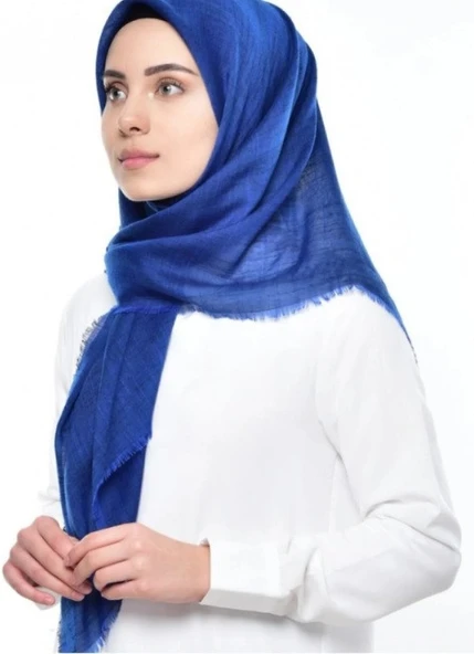 Mivone Pamuku Flamlı Eşarp 100x100 - SAKS MAVİ ürün görseli 1
