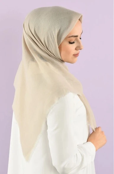 Mivone Pamuku Flamlı Eşarp 100x100 -BEJ ürün görseli 1
