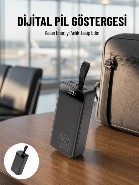 Powerbank 50.000 Mah Dijital Göstergeli Taşınabilir 4 Portlu Hızlı Powerbank Yeni Nesil ürün görseli 1