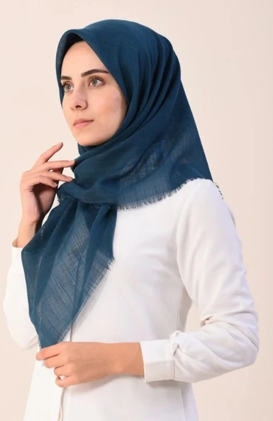 Mivone Pamuku Flamlı Eşarp 100x100 - PETROL ürün görseli 1