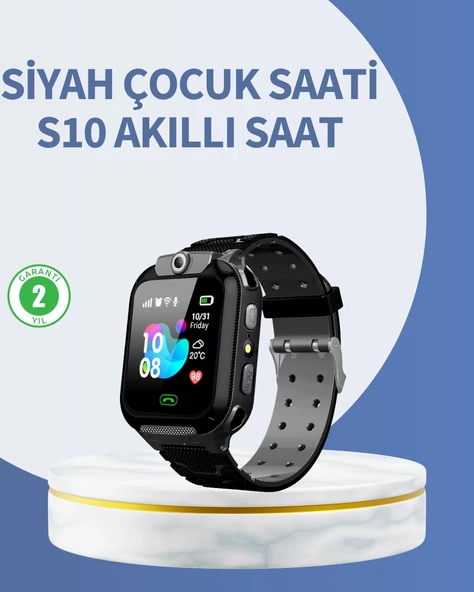 S10 Siyah Akıllı Çocuk Saati Anlık Konum Takibi Ve Rota Geçmişi ürün görseli 1