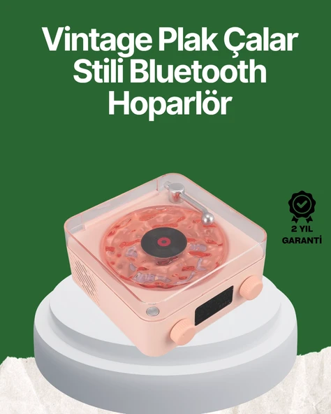 Vintage Tarz Bluetooth Hoparlör – Gece Işığı Ve Zaman Göstergeli ürün görseli 1