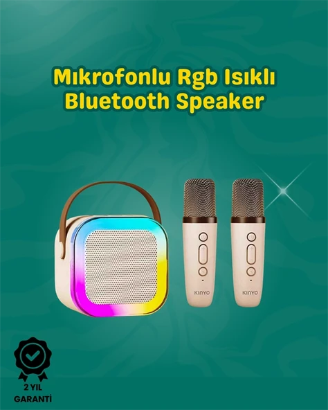 İki Mikrofonlu Renkli Led Işıklı Karaoke Cihazı ürün görseli 1