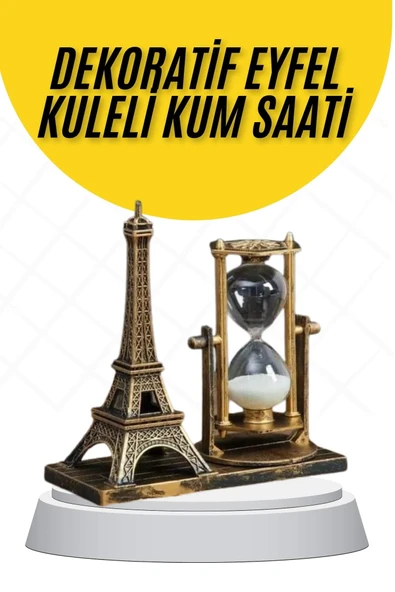 Dekoratif Eyfel Kulesi Ve Kum Saati Vintage Tarzı Masa Süsü Biblo ürün görseli 1
