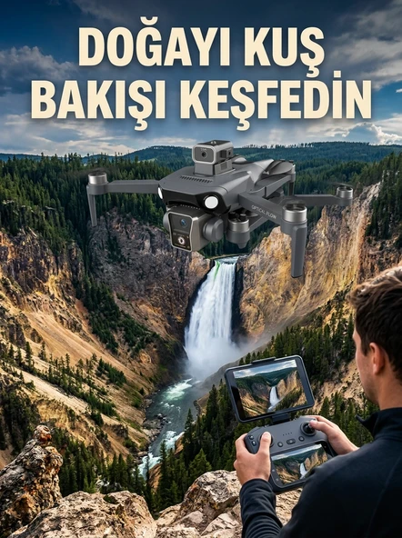 Gps Konumlandırmalı Çift Kameralı Drone Canlı Görüntü Aktarımlı ürün görseli 1