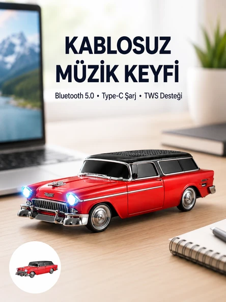 Vintage Tasarımlı Led Işıklı Bluetooth Hoparlör 10W ürün görseli 1