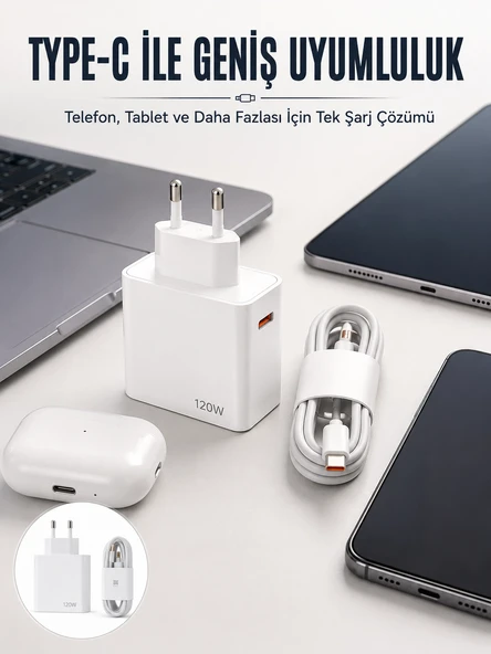 Type-C 120W Şarj Aleti Hızlı Şarj Turbo Yeni Nesil ürün görseli 1