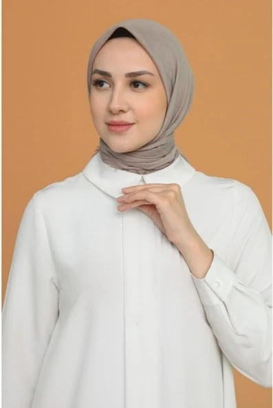 Mivone Pamuku Flamlı Eşarp 100x100 - KOYU BEJ ürün görseli 1