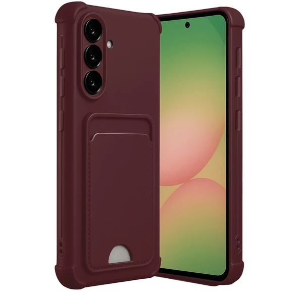 Samsung Galaxy A36 Kılıf Kelvin Kartvizitli Silikon - Bordo ürün görseli 1