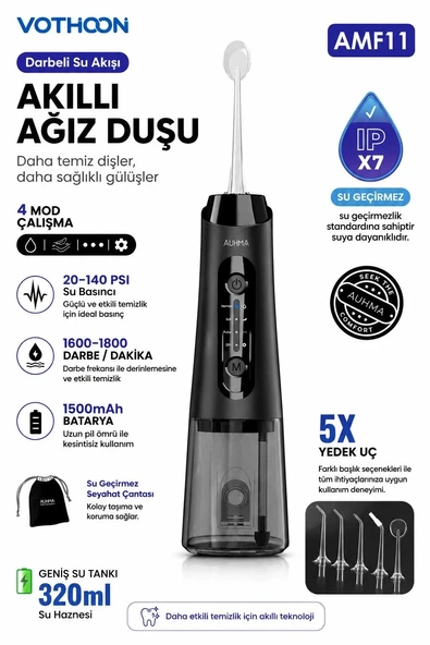 Şarjlı Ağız Duşu Diş Bakım Cihazı 4 Modlu Diş Arası Temizleyici 320Ml 5 Başlıklı 1500 Mah Kablosuz ürün görseli 1