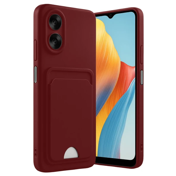 Oppo A38 Kılıf Kelvin Kartvizitli Silikon - Bordo ürün görseli 1