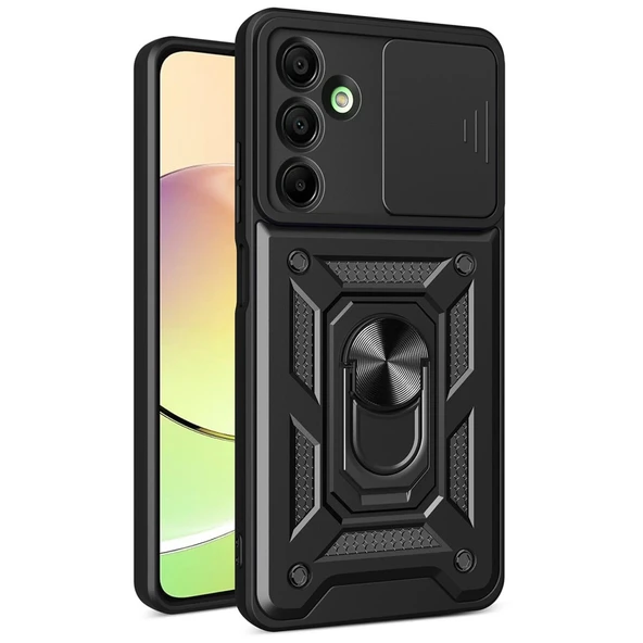 Samsung Galaxy A56 Kılıf Pars Lens Yüzüklü Silikon - Siyah ürün görseli 1