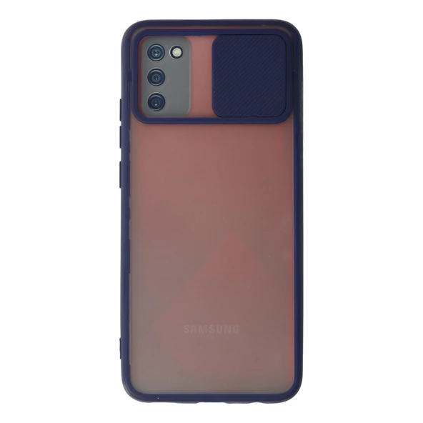 Samsung Galaxy A02S Kılıf Palm Buzlu Kamera Sürgülü Silikon - Lacivert ürün görseli 1