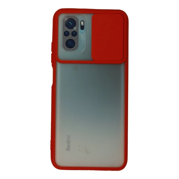 Xiaomi Redmi Note 10 Kılıf Palm Buzlu Kamera Sürgülü Silikon - Kırmızı ürün görseli 1