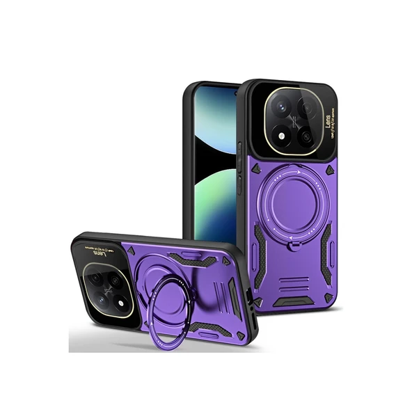 Xiaomi Redmi Note 14 Pro Plus Kılıf Joy Lens Standlı Kapak - Mor ürün görseli 1