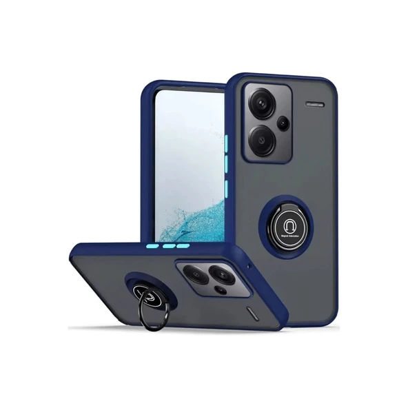 Xiaomi Redmi Note 13 Pro Plus Kılıf Montreal Yüzüklü Silikon Kapak - Lacivert ürün görseli 1