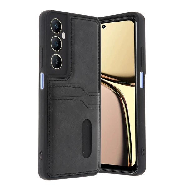 Realme C65 Sara Kartvizitli Deri Kılıf - Siyah ürün görseli 1