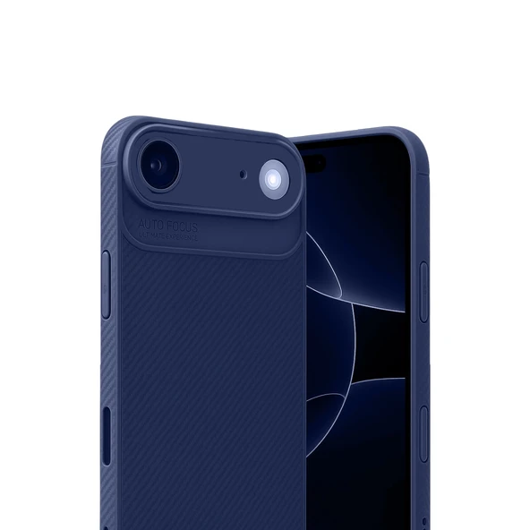 İphone 17 Air Auto Focus Karbon Kapak - Lacivert - Resim 2