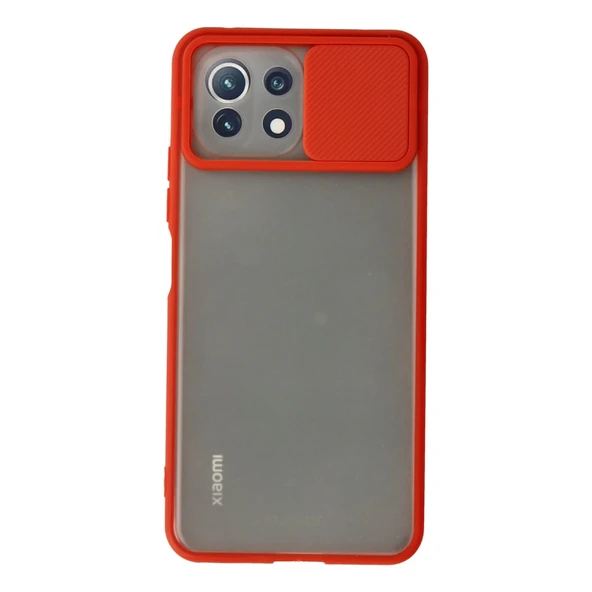 Xiaomi Mi 11 Lite Kılıf Palm Buzlu Kamera Sürgülü Silikon - Kırmızı ürün görseli 1