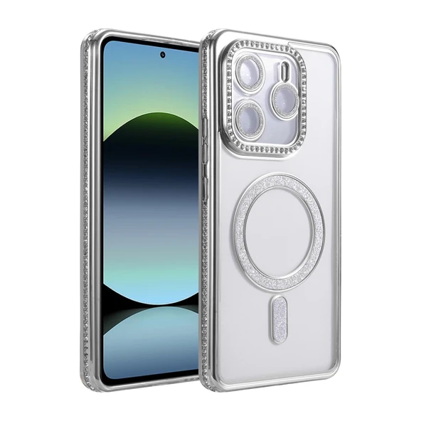 Xiaomi Redmi Note 14 4G Joke Simli Magneticsafe Kılıf - Gümüş ürün görseli 1