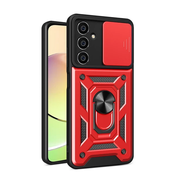 Samsung Galaxy A25 5G Kılıf Pars Lens Yüzüklü Silikon - Kırmızı ürün görseli 1