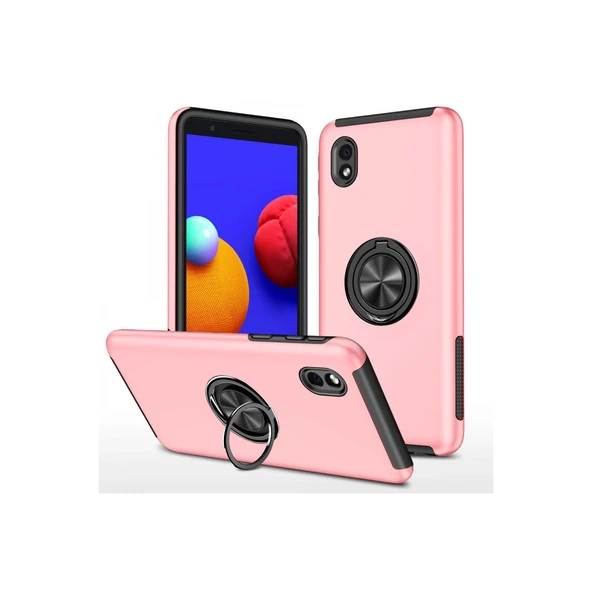 Samsung Galaxy A01 Core Kılıf Elit Yüzüklü Kapak - Pembe ürün görseli 1
