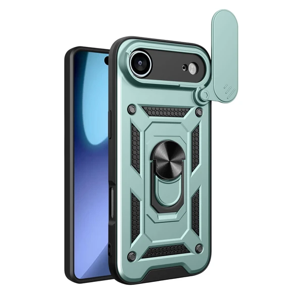 İphone 17 Air Pars Lens Yüzüklü Silikon - Yeşil ürün görseli 1