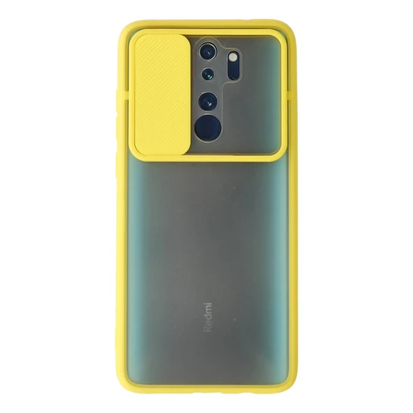 Xiaomi Redmi Note 8 Pro Kılıf Palm Buzlu Kamera Sürgülü Silikon - Sarı ürün görseli 1