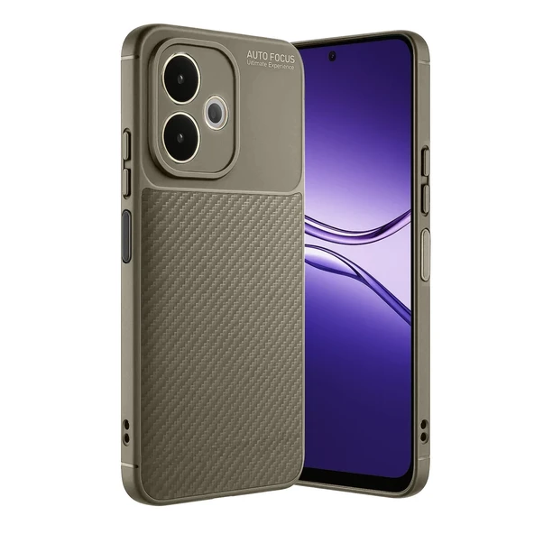 Oppo A5 Pro 4G Kılıf Auto Focus Karbon Kapak - Kahverengi ürün görseli 1