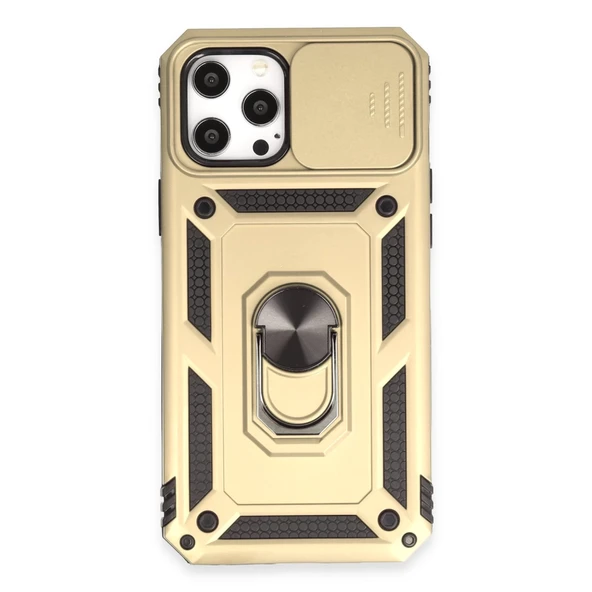 İphone 12 Pro Max Kılıf Pars Lens Yüzüklü Silikon - Gold ürün görseli 1