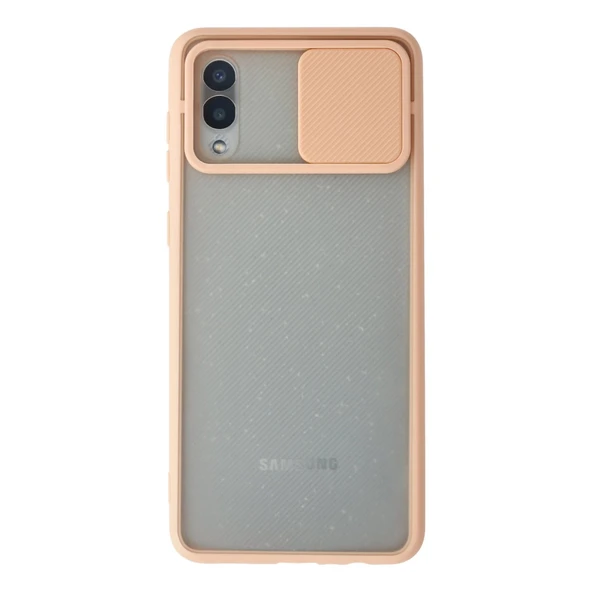 Samsung Galaxy A02 Kılıf Palm Buzlu Kamera Sürgülü Silikon - Pembe ürün görseli 1