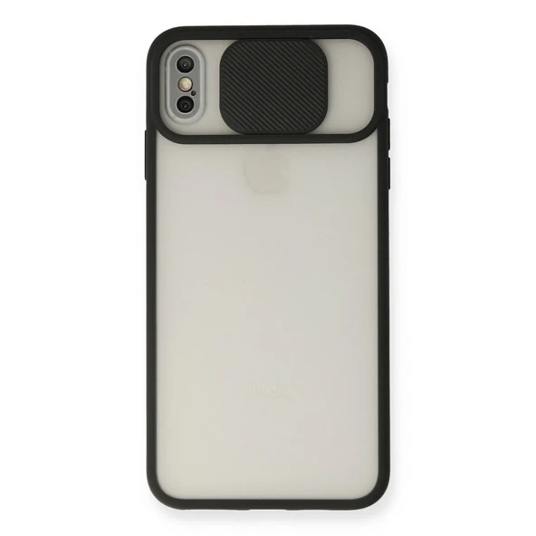 İphone Xs Max Kılıf Palm Buzlu Kamera Sürgülü Silikon - Siyah ürün görseli 1