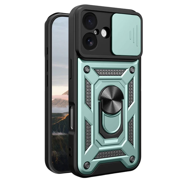 İphone 17 Pars Lens Yüzüklü Silikon - Yeşil - Resim 2
