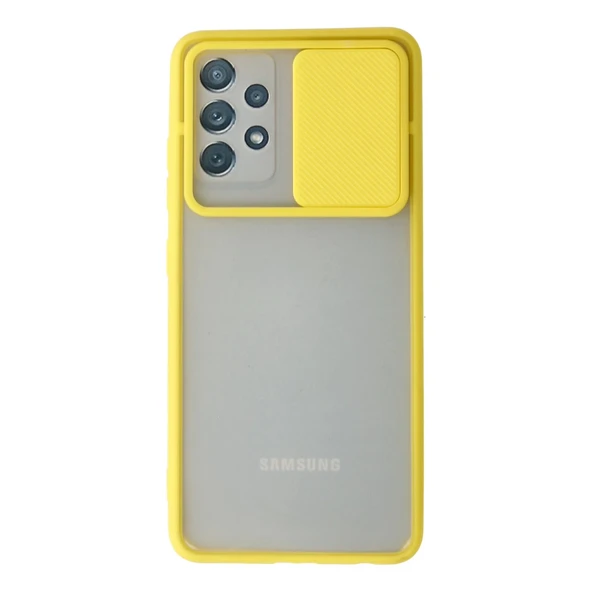 Samsung Galaxy A52 Kılıf Palm Buzlu Kamera Sürgülü Silikon - Sarı ürün görseli 1