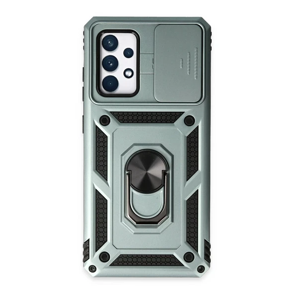 Samsung Galaxy A72 Kılıf Pars Lens Yüzüklü Silikon - Yeşil ürün görseli 1