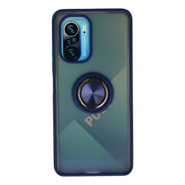Xiaomi Redmi K40 Kılıf Montreal Yüzüklü Silikon Kapak - Lacivert ürün görseli 1