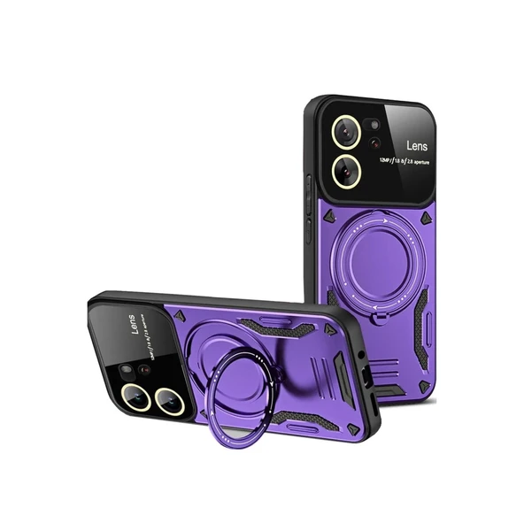 Xiaomi Mi 13T Pro Kılıf Joy Lens Standlı Kapak - Mor ürün görseli 1