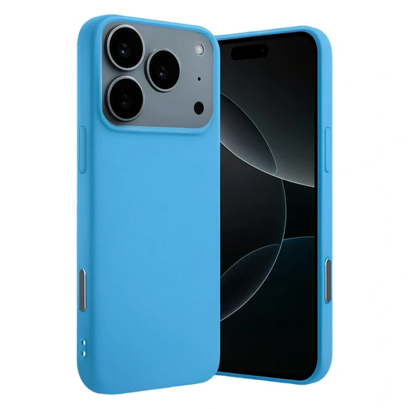 İphone 17 Pro Nano İçi Kadife Silikon - Mavi ürün görseli 1