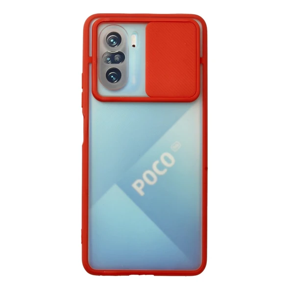 Xiaomi Poco F3 Kılıf Palm Buzlu Kamera Sürgülü Silikon - Kırmızı ürün görseli 1