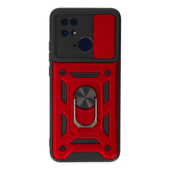 Xiaomi Redmi 10C Kılıf Pars Lens Yüzüklü Silikon - Kırmızı ürün görseli 1