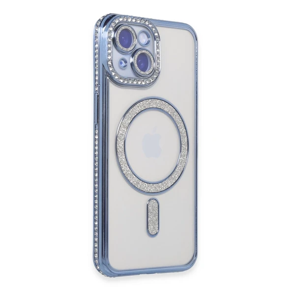 İphone 15 Kılıf Joke Simli Magneticsafe Kılıf - Mavi ürün görseli 1